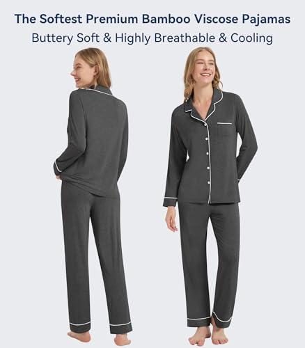 Image of WiWi Viscose from Bamboo Women's Pajamas Set Super Soft Button Down Top and Pants Sleepwear Cooling Pjs S-3X