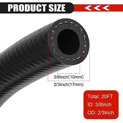 image for dojobkinb 3/8 Inch (10mm) ID Fuel Line Hose 20FT NBR Rubber Push Lock 