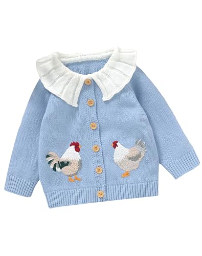 Baby Girls Cardigan Long Sleeve Kid Button Sweater Girl Crew Neck Cardigans Cable Knit Sweater