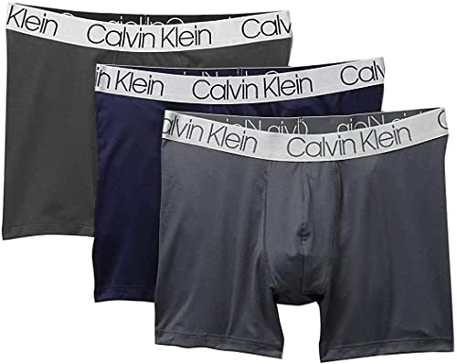 Calvin Klein Men`s Microfiber Boxer Briefs Pack of 3 (Obsidian(NP2214-905)/Grey, m)