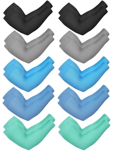 Image of Boao 10 Pcs UV Arm Sleeves Tattoo Cover | UV Sun Protection for Outdoor Activities, Stretchy Breathable Arm Sleeves, Cooling Compression for Sports Cycling Running