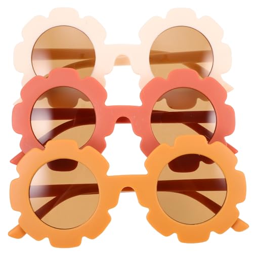3Pairs Sunflower Sunglasses Fun Sunglasses for Boys UV Protection Party Glasses Safe Ac Material Creative