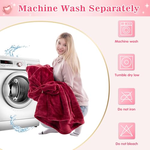 Image of Waitu Wearable Blanket Sweatshirt for Women and Men, Super Warm and Cozy Giant Blanket Hoodie, Thick Flannel Blanket with Sleeves and Giant Pocket - Red