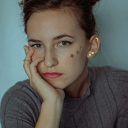 Jstyle 12Pairs 19G Surgical Steel Heart Moon Star Screw Back Stud Earrings For Women Men Barbell Piercing Jewelry Cartilage Helix Tragus Ear Piercing Style C #TOP4