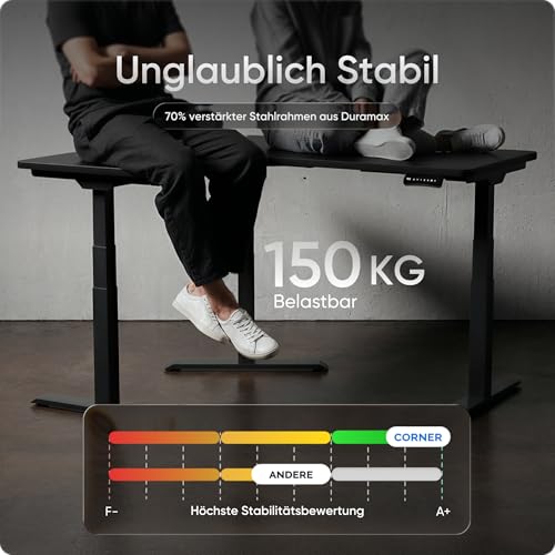 DESKSPACE Corner Elektrisch Höhenverstellbares Eckschreibtisch Gestell - 10 Jahre Gewährleistung, Ergonomischer winkelverstellbarer Steh-Sitz Schreibtisch Untergestell, Ecktischgestell (Schwarz)