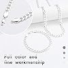 Fewlew Gold/Silver Chain Set - Curb Necklace and Bracelet, Cuban Link, Hip Hop Style for Men (Silver) #2