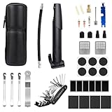 Oziral 自転車 パンク修理キット 自転車工具 ぱんく修理セット 携帯式空気入れ タイヤパッチ マルチツール バルブセット 仏米式バルブ ミニポンプ最大120PSI対応 ボトルケージバッグ 持ち運び便利 メンテナンス 応急修理用 日本語説明書付き mtb ロードバイク マウンテンバイク