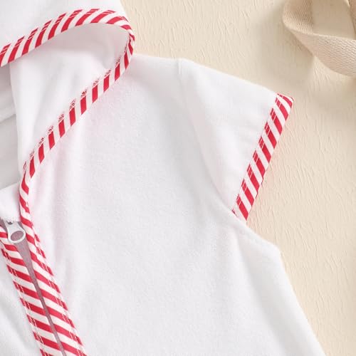 Image of Girls Terry Cloth Swim Cover Up Zip Up Hooded Bathing Suit Coverup Wraps Rufled Kids Pool Beach Robe Cover-Up Dress