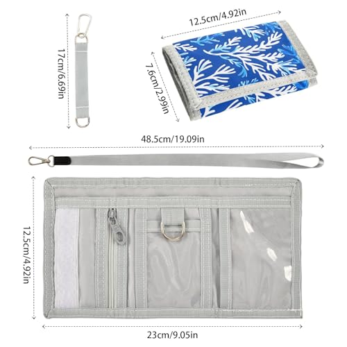 ALAZA Kids Wallets for Boys Girls Toddler Trifold Wallet Children Small Seaweed Kelp Blue with Zipper Coin Pocket3