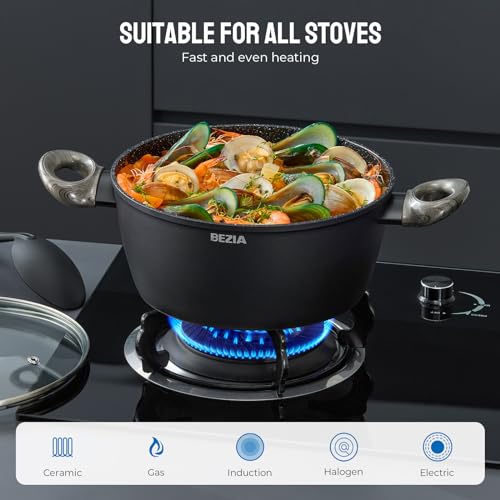 BEZIA-Induction-Cookware-Set-15-Piece-Nonstick-Pots-and-Pans-Set-Non-Stick-Kitchen-Cooking-Cookware-Set-with-Stay-Cool-Bakelite-Handle-Dishwasher-Safe-Oven-Safe-Compatible-with-All-Stoves-Black