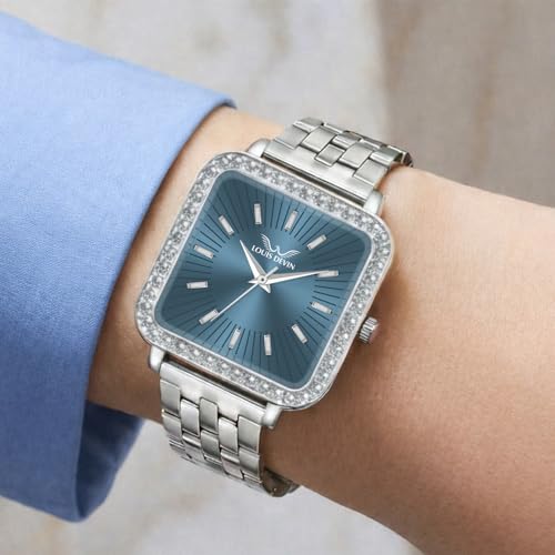 Image of LOUIS DEVIN Stainless Steel Chain Analog Wrist Watch for Women (Silver /Pink /Blue /Green Dial) | LD-WTS503-CH