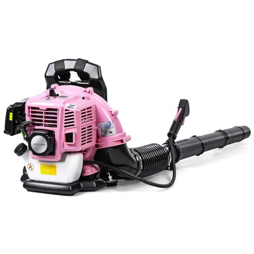 Makamsui Leaf Blower Backpack, 52CC 2-Stroke Gas Powered Leaf Blower, Grass Blower, Up to 550 CFM, Powerful Clearing, Snow Blower for Outdoor Lawn Care Yard Mastery All Year Round Dust Debris Pink