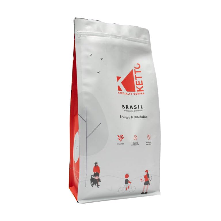 Ketto Specialty Coffee | Café de origen Brasil 500g - Proceso Natural | Tueste artesanal semanal | Beneficios propios café de especialidad - Antioxidantes, magnesio, potasio | Sello de calidad