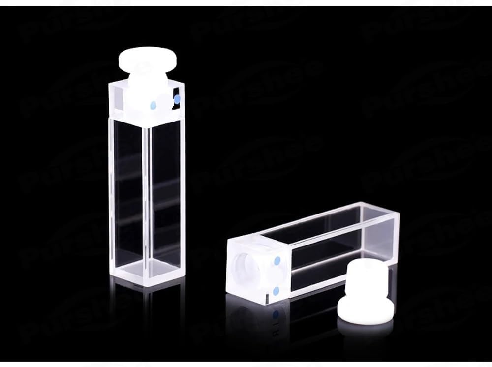 Celda de fluorescencia de cuarzo IR con tapón, longitud de paso de 10 mm, volumen de 3,5 ml, cubeta de vidrio de cuarzo de alta precisión