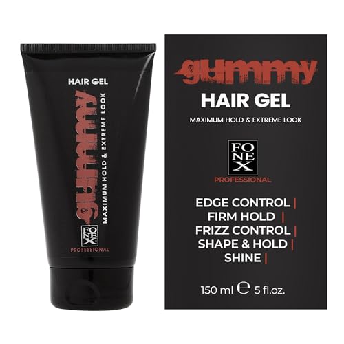 Gummy Professional Hair Gel for Men and Women – Strong Hold Styling Gel for Slick Back Looks, Curls, Braids, Twists, and Edge Control – Clear Gel for Shine, Neat Styles, and Conditioning – 150ml