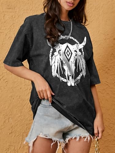50% Off AUMORA Women's Oversized Western Graphic Tee - Image 5