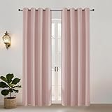 Simplebrand Ava Blush Blackout Eyelet Curtains for Living Room 183 cm Length 2 Panels Set, Privacy Thermal Insulated Room Darkening Window Door Curtains & Drapes for Bedroom, W 140 cm x L 183 cm