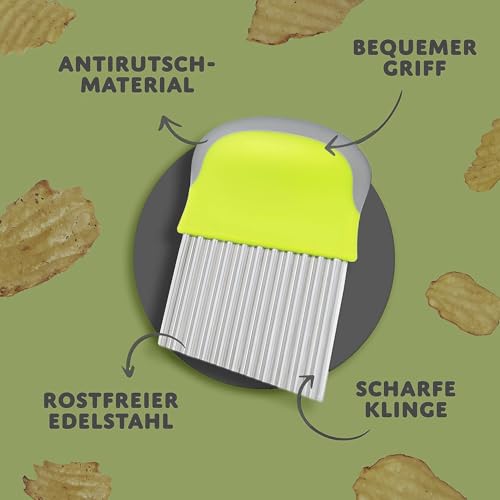 YUNYU Stainless Steel Crinkle Chip Cutter - Potato Chipper & Vegetable Chopper for Slicing, Dicing, Salad Prep & Frying | Multi-Purpose Kitchen Tool - Image 3