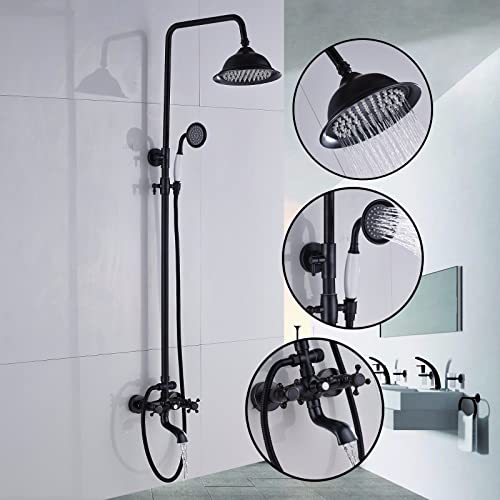 Robinet de baignoire et douche pluie 8.2 pouces en bronze frotté