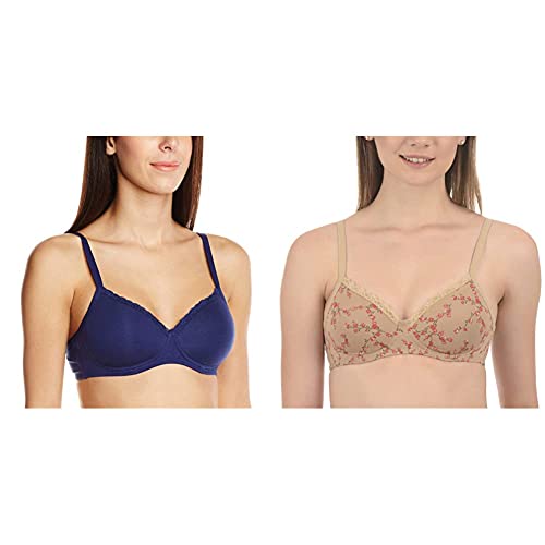 Image of Amante Women's Bra Pack of 2-Sesame + Blue 36C