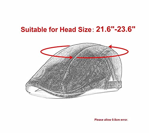 Image of Quanhaigou Unisex Denim Newsboy Hats Flat Ivy Gatsby Cabbie Driving Berets Hat Cotton Dad Cap for Men Women