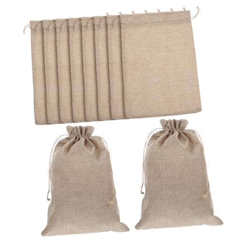 HOUDERCO 10個粗麻巾着袋 ドローストリングおしゃれパッキングバッグ 誕生日 結婚式 パーティー用 バッグ 収納袋