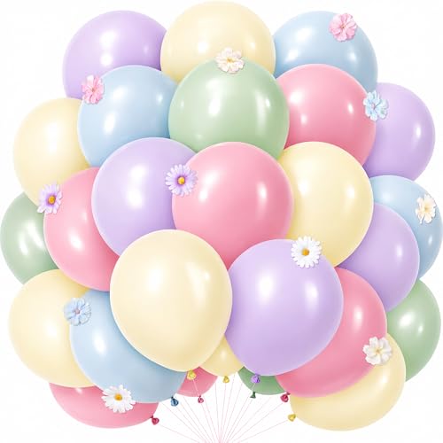 Kriyokiaa 40 PCS Wildflower Balloons 12 Pastel Pink Purple Latex Flower Balloons for Wildflower Birthday Party Decorations Spring Baby in Bloom Baby Shower Bridal Shower and 1st Birthday Decor