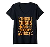 Photo Gallery donna thick thighs and spooky vibes spooky halloween maglietta con collo a v Photo Gallery donna thick thighs and spooky vibes spooky halloween maglietta con collo a v
