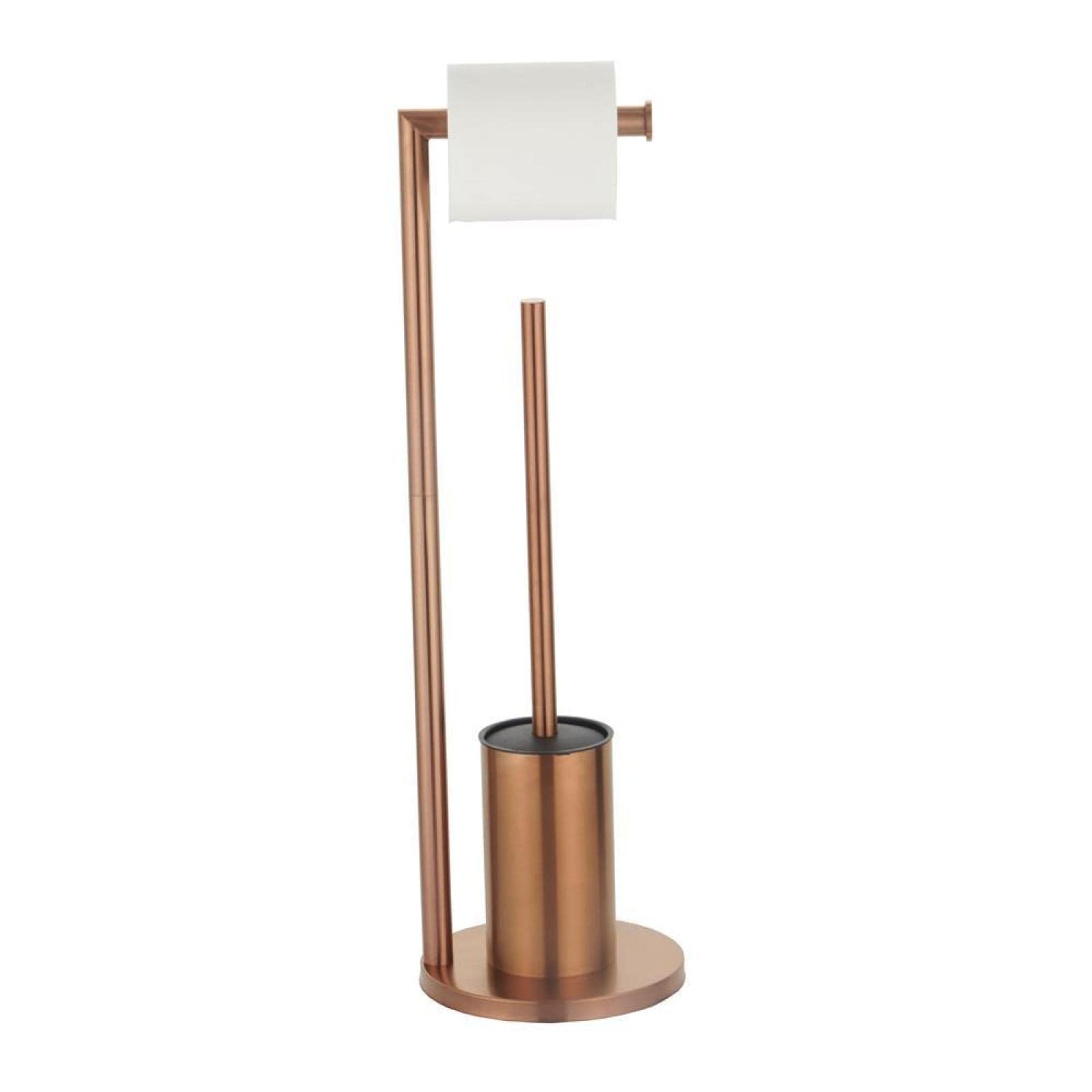 Escobillero de baño de acero inoxidable con soporte para papel higiénico de acero inoxidable, escobilla de baño de acero inoxidable, oro rosa