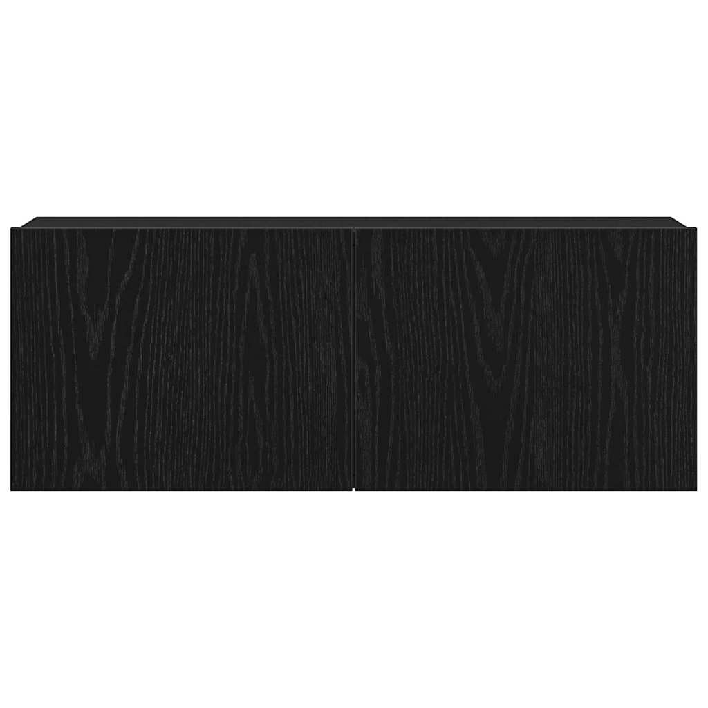 Set di 2 mobili bassi per TV, colore nero, effetto rovere, 80 x 30