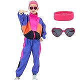 Yulefly Hip Hop Dance Clothes Girls, Hip Hop Modern Jazz Dance Costume Kid, 4Pcs Girls Hip Hop Dance Outfit Unisex Streetwear Purple