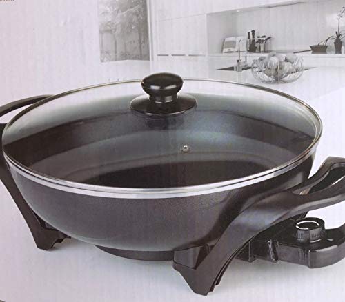Quigg Elektrische wokpan, krachtig 1.500 watt, roestvrijstalen kom met sandwichbodem.