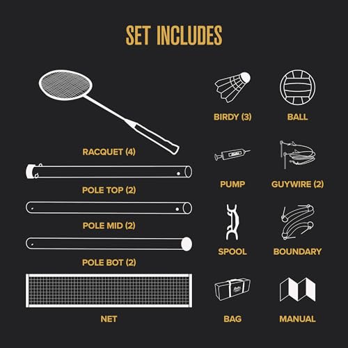 image for Baden Champions Volleyball/Badminton Portable Combo Set Orange/Blue Of