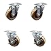 High Temperature Swivel Caster Set of 4 with 2 Brakes - 4 Inch High Temperature Phenolic Wheel with Roller Bearing ? 3-1/8 Inch x 4-1/8 Inch Overall Top Plate ? Service Caster Brand