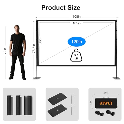 Projector Screen and Stand 120 Inch