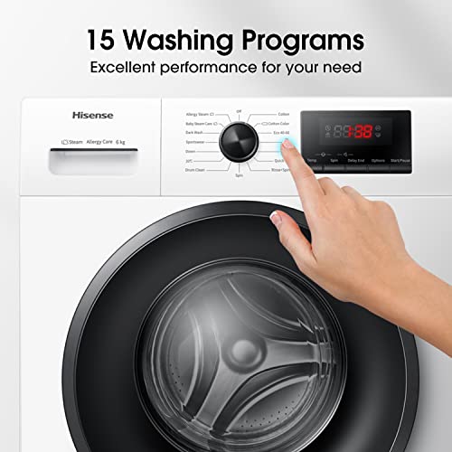 Hisense-WFPV6012EM-Freestanding-6-KG-Front-Load-Washing-Machine-Steam-Wash-Quick-Wash-15-Washing-Programs-1200-RPM-White-Energy-Rating-E