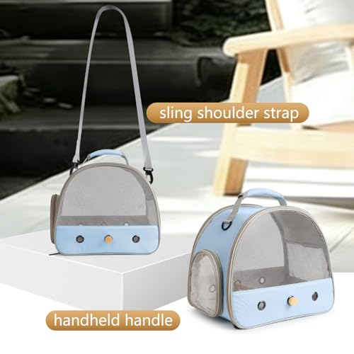 Image of Bird Carrier, Portable Small Bird Parrot Parakeet Carrier with Standing Perch and Soft Mat, Side Access Window Collapsible