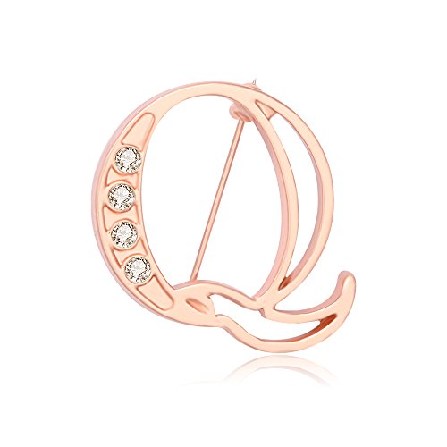 Broche en cristal d'exception plaqué or rose et charms de lettres C D K aux finitions joaillerie