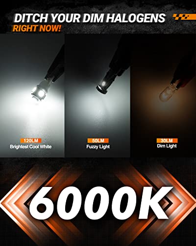 Image of SEALIGHT 194 LED Bulbs, 168 W5W 2825 LED Bulb 6000K White Super Bright Replacement for License Plate Light, Dome Light, Map Light,Courtesy Light (Pack of 10), Automotive Parking Light Assemblies