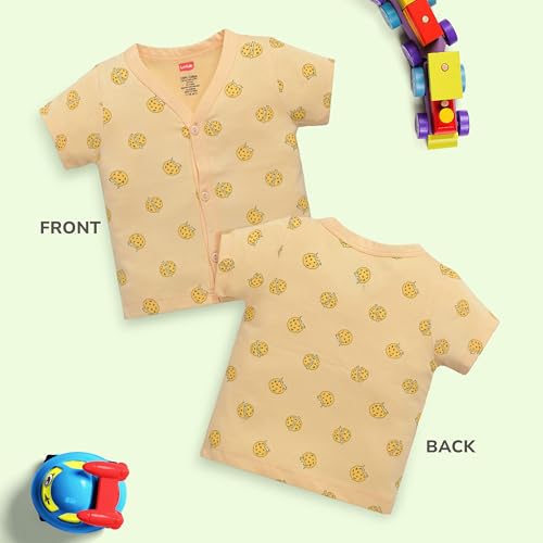 Image of LuvLap Baby Girls Regular Fit 100% Cotton Half Sleeves Girls Jhabla Shirt Pack of 4