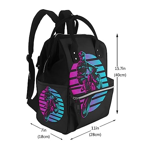 Sac à dos ordinateur Motocross Sunset au style rétro et design multicolore unique - 2