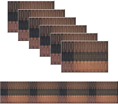 Bright Dream Placemats and Table Runner Sets Woven Vinyl Non slip 6 Placemats with 1 Table RunnerGrey