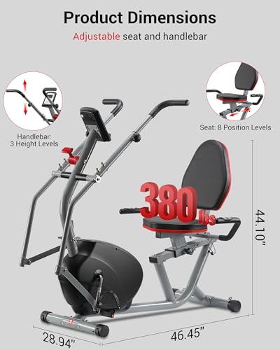 Image of Recumbent Exercise Bike with Arm Exerciser for Home