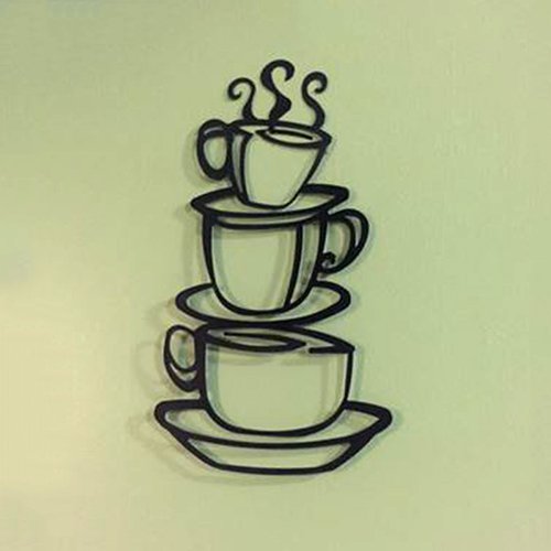 Super Z Outlet SZ077 Black Coffee Cup Silhouette Metal Wall Art thumb #1