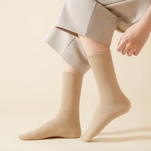 Image of J-BOX 10 pairs Crew Socks for Women Knit Ribbed Cotton Socks Running Athletic