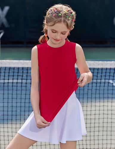 Image of Zaclotre Girls Athletic Tank Tops High-Low Hem Loose Fit Summer Top Kids Sleeveless Sport Shirts 5-14 Years