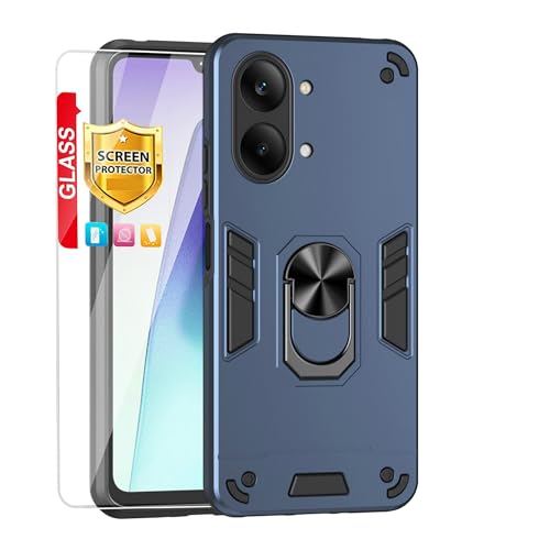 MTRIEBA Compatible with Xiaomi Redmi Turbo 5 Max Case, Dual Layer Hard PC + Soft Silicone Protective Cover, Drop-Proof, Shockproof, with HD Screen Protector Blue