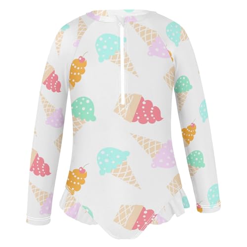 Image of CaTaKu Girls Rash Guard Swimsuit Long Sleeve One Piece Bathing Suit UPF 50+ Toddler Kids Zipper Ruffle Swimwear 3-12Y