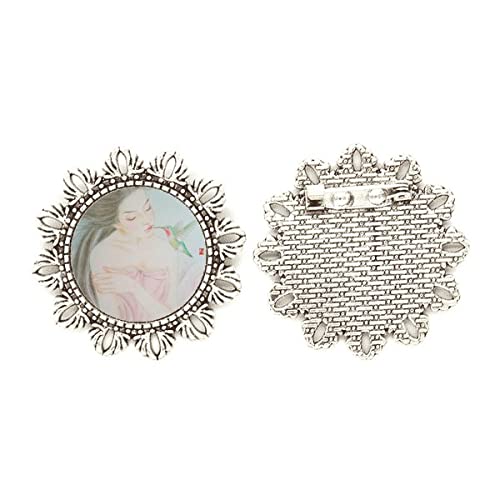 Broche de flores estilo chino plateado con pájaro joya mediana para solapa