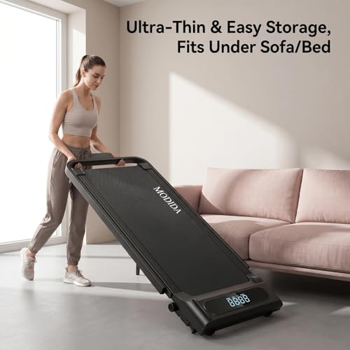 Image of Walking Pad Treadmill with Foldable Handrail, 3.5HP Quiet Motor, 12-Speed LED Display, 300LB Capacity, Portable Under Desk Treadmill for Home Office Apartment Small Spaces